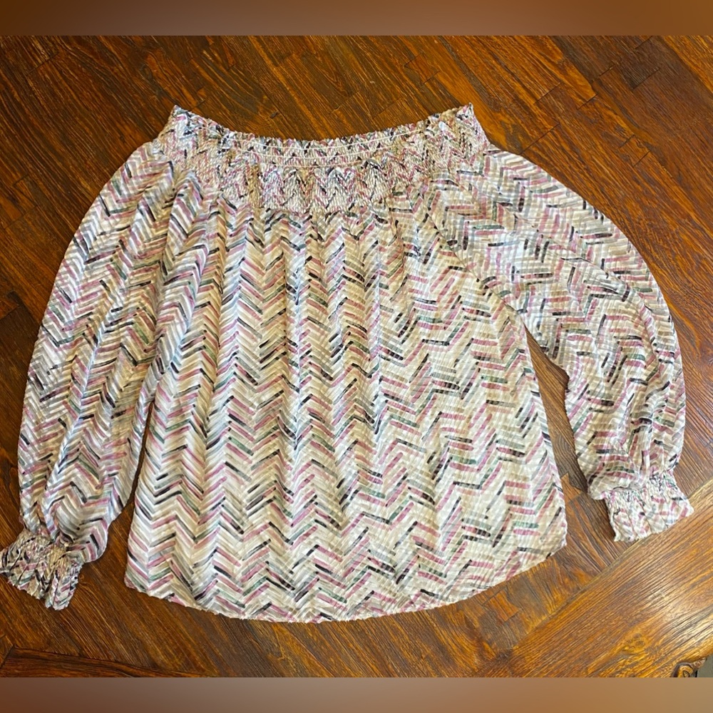 White House Black Market off the shoulder Shirt Womens 3/4 Sleeve Size Medium